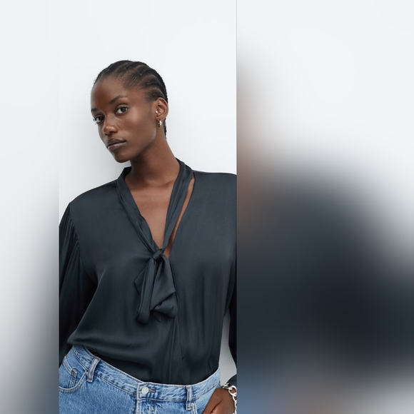 MANGO Bow satin blouse - Picture 7 of 7